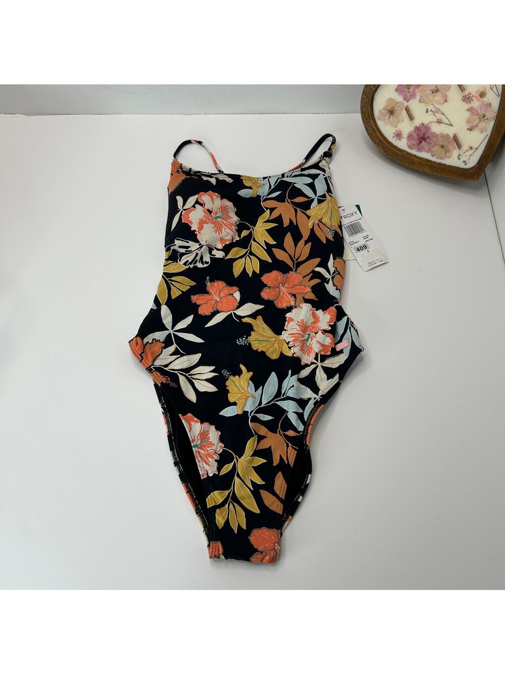 Roxy PT Beach Classics One Piece Leaf Print Swimsuit Strappy Juniors Small NWT